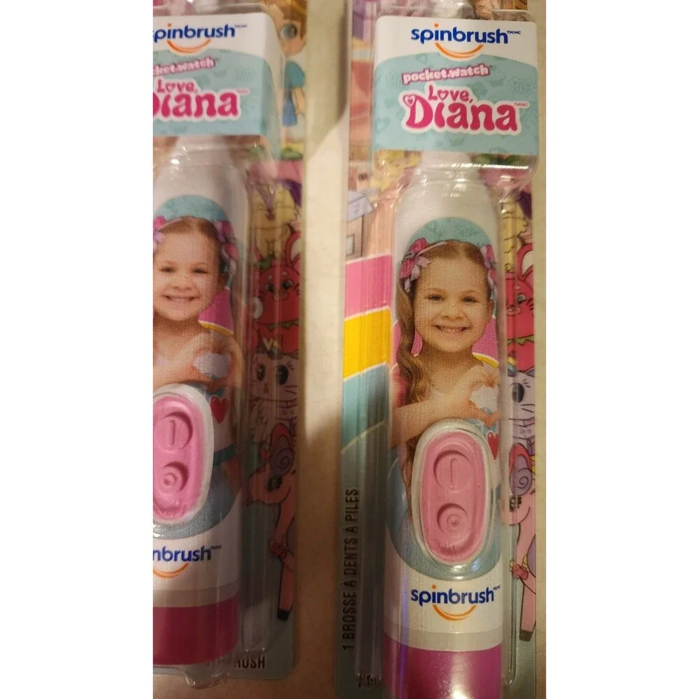 LOT OF 3 SPINBRUSH Love, Diana Soft Battery-Powered Electric Toothbrush Kids New